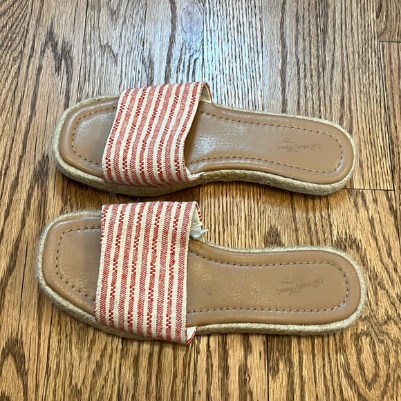 Like new! Worn for only about an hour! Espadrille. Red and cream stripe. - Picture 1 of 8